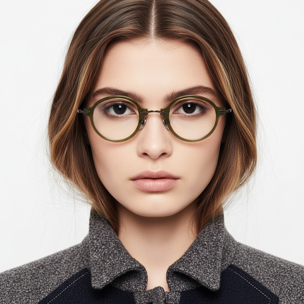 BS0218-0202_Green_Oval_Titanium_Glasses_model