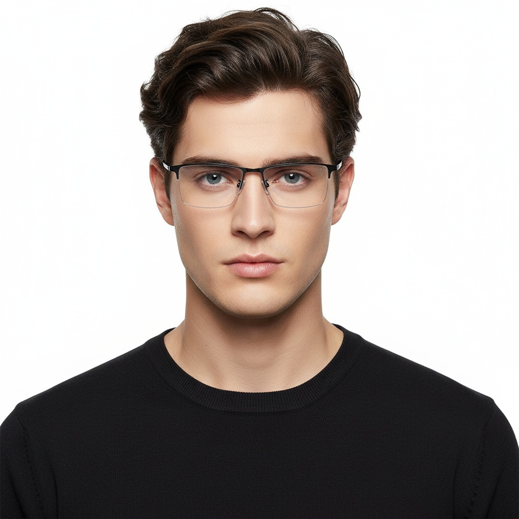 BS1913-0592_Silver_Semi-rimless_Titanium_Glasses_model