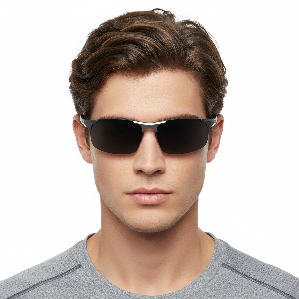 BS0205-0053_Grey_Semi-rimless_Aluminium_Sunglasses_model
