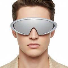 BS2426-0033_Silver_Semi-rimless_Plastic_Sunglasses_model