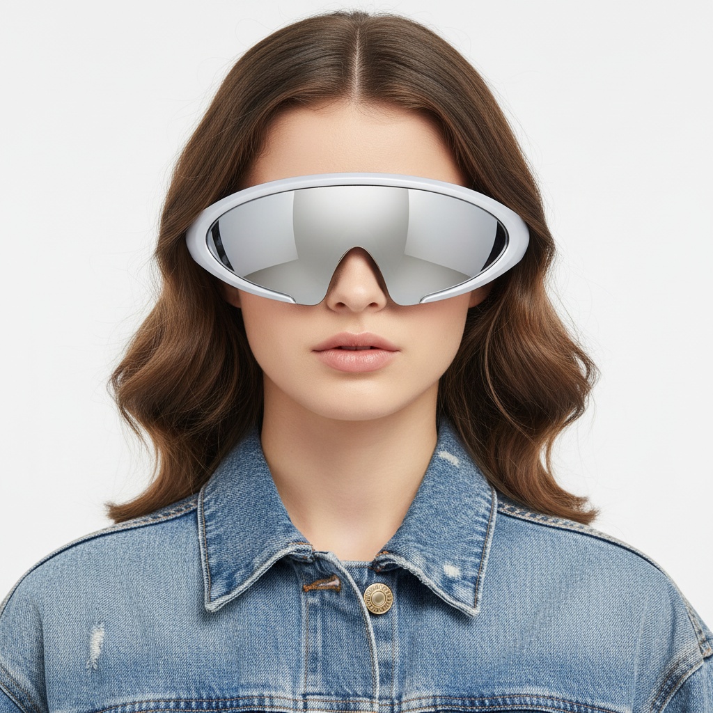 BS2426-0033_Silver_Semi-rimless_Plastic_Sunglasses_model