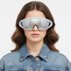 BS2426-0033_Silver_Semi-rimless_Plastic_Sunglasses_model