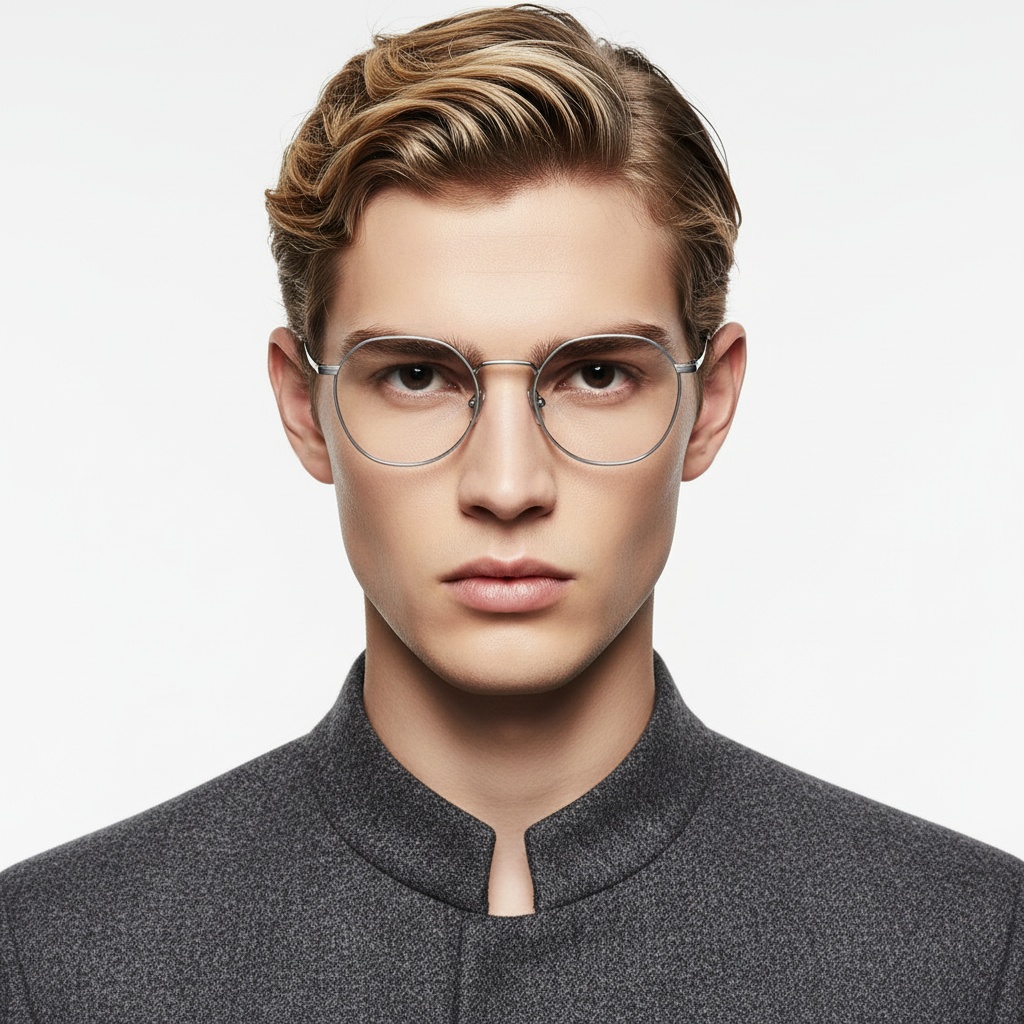 BS0218-0104_Silver_Round_Titanium_Glasses_model