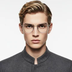 BS0218-0104_Silver_Round_Titanium_Glasses_model