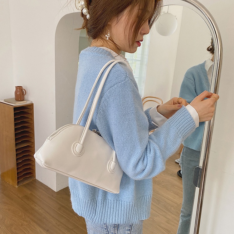 Chic Crescent Shoulder Bag - Faux Leather Handbag