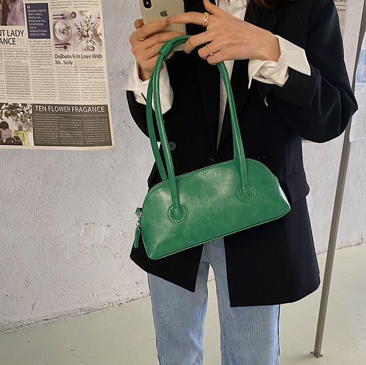 Chic Crescent Shoulder Bag - Faux Leather Handbag