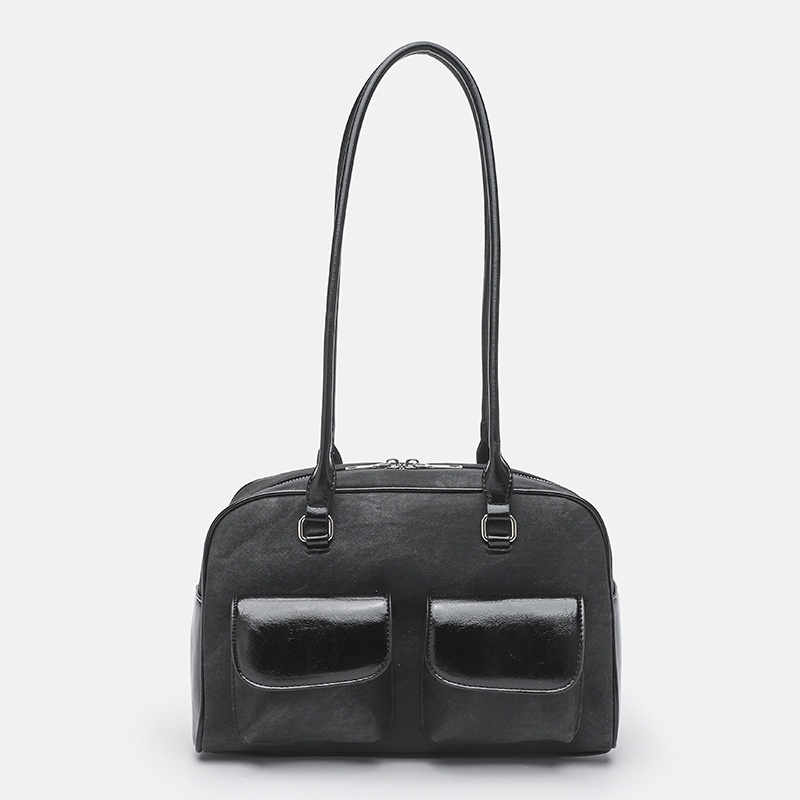 Retro Shoulder Bag with Front Pockets