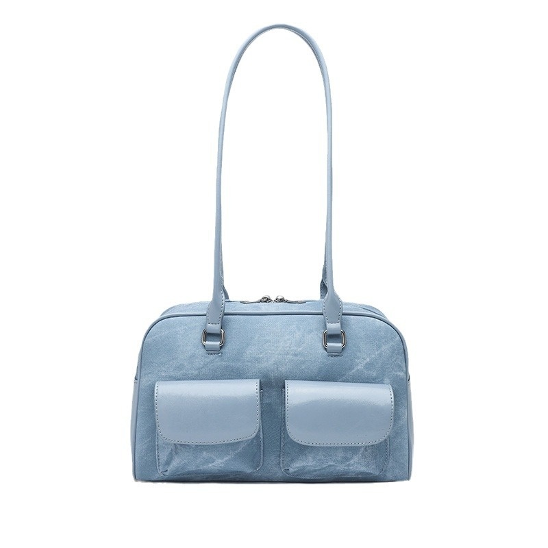 Retro Shoulder Bag with Front Pockets
