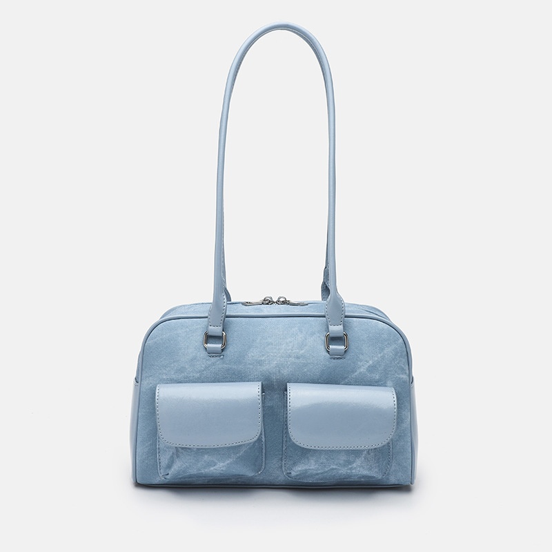 Retro Shoulder Bag with Front Pockets