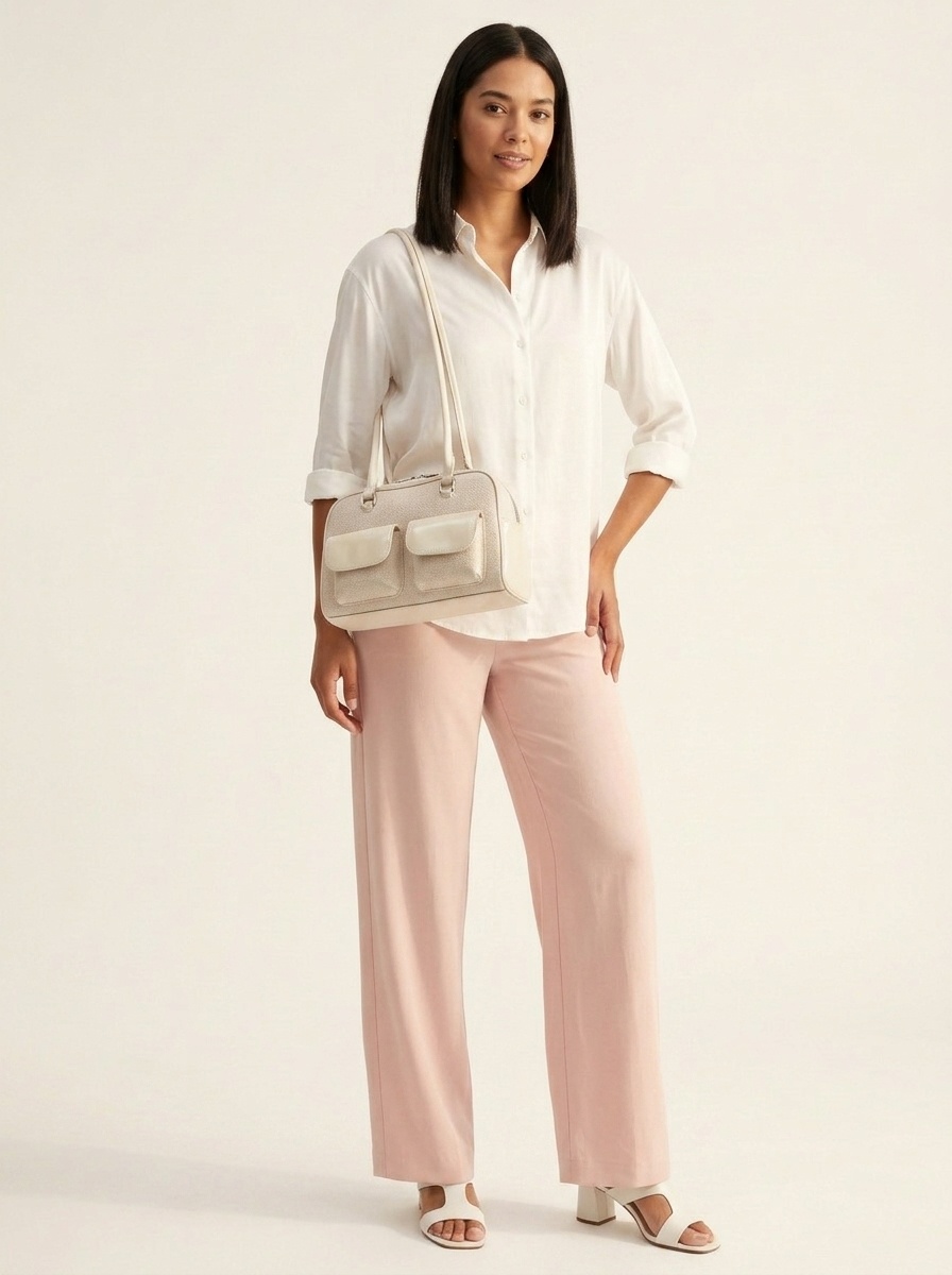 Retro Shoulder Bag with Front Pockets