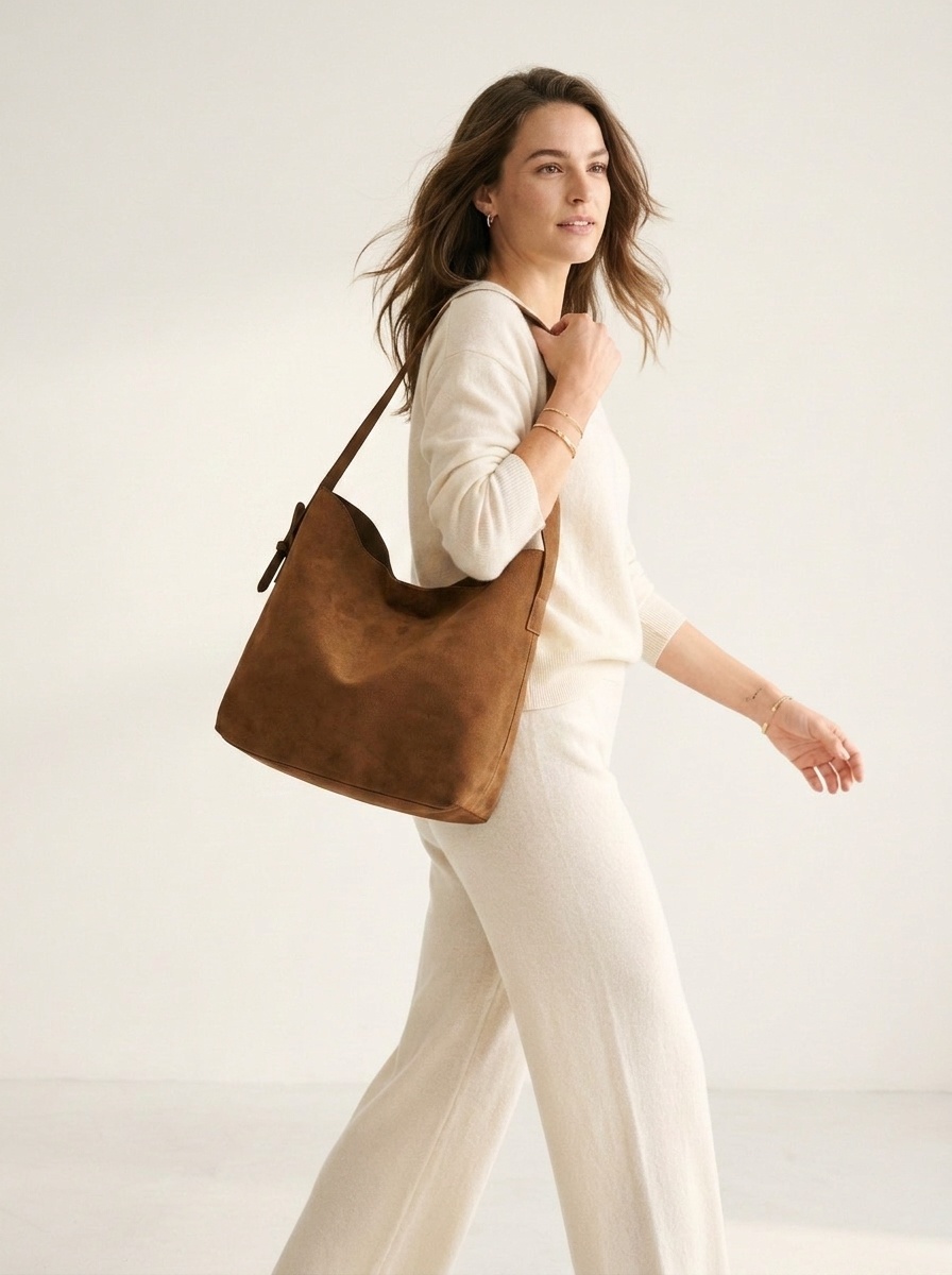 Soft Suede Hobo Shoulder Bag - Everyday Chic Tote