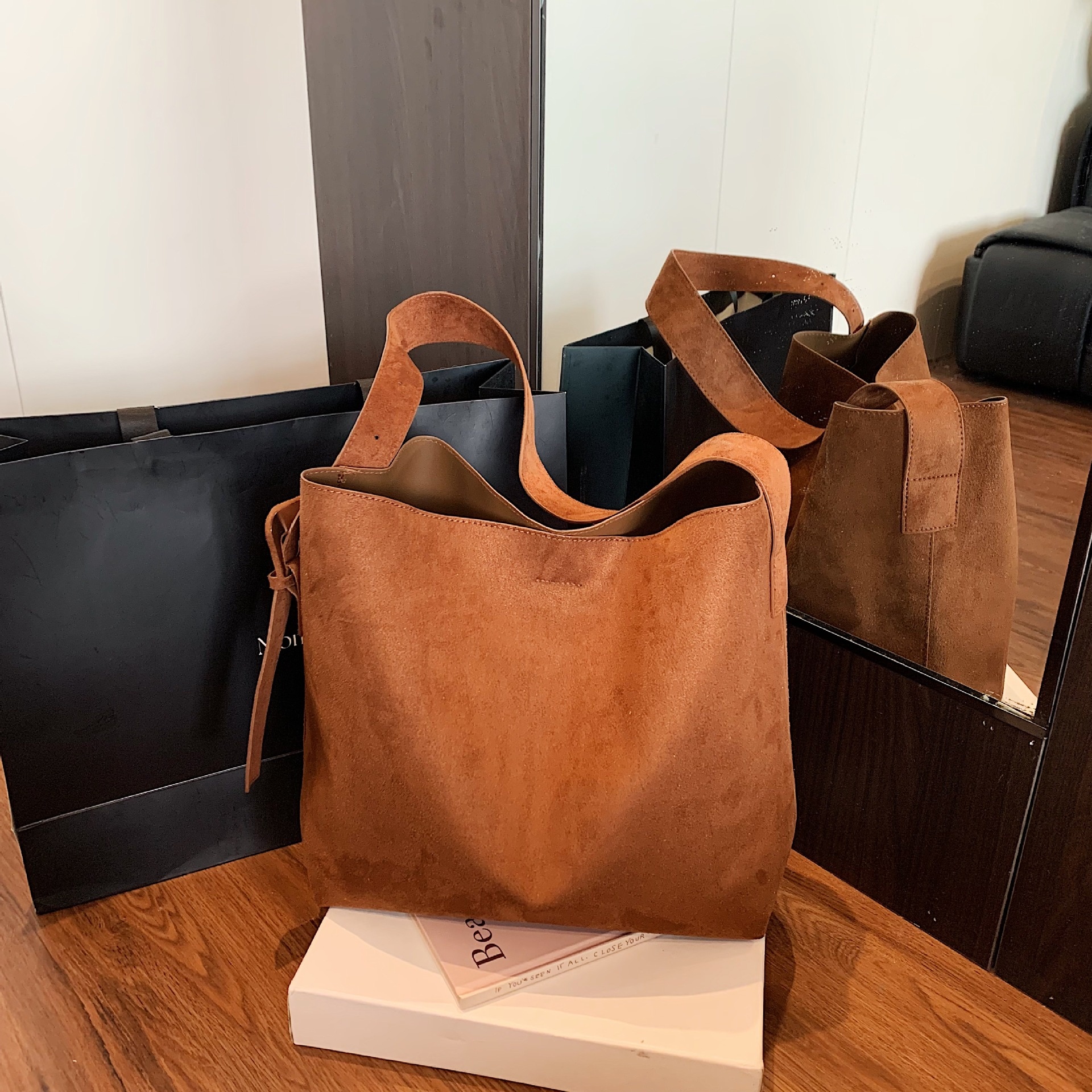 Soft Suede Hobo Shoulder Bag - Everyday Chic Tote