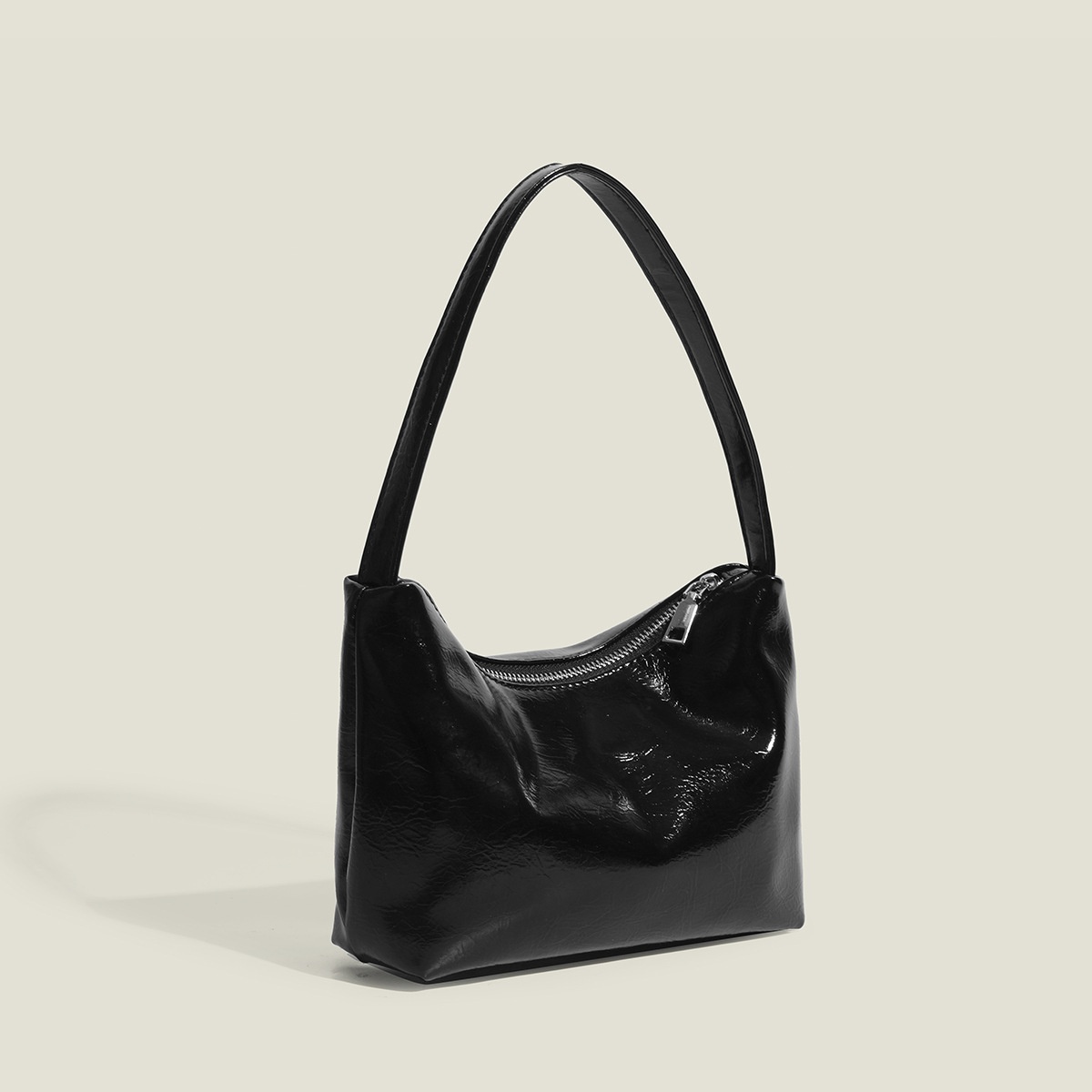 Sleek Glossy Shoulder Bag - Modern & Chic Handbag