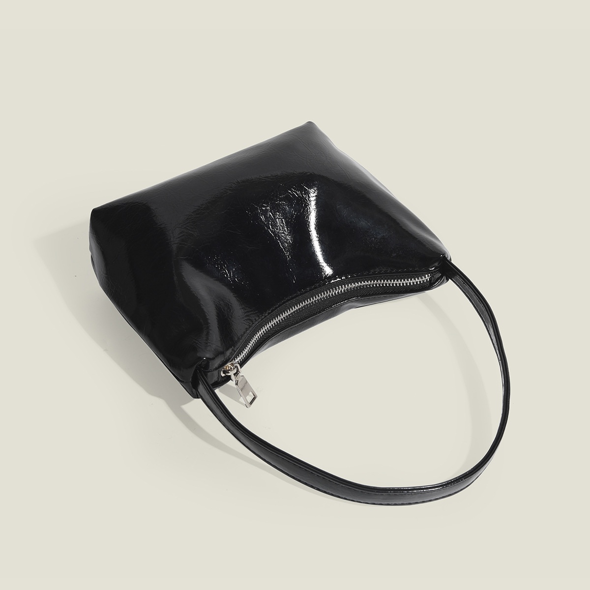 Sleek Glossy Shoulder Bag - Modern & Chic Handbag