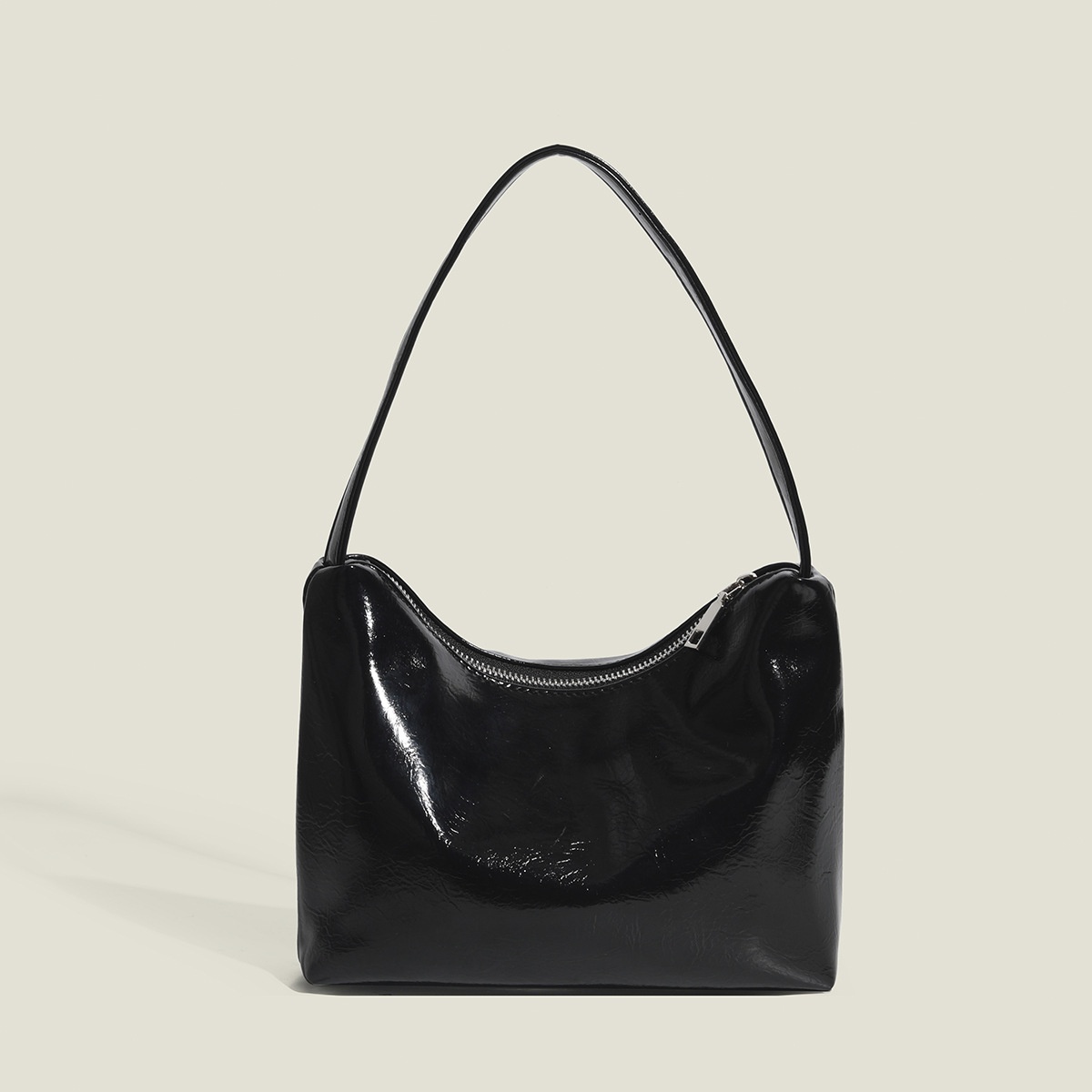 Sleek Glossy Shoulder Bag - Modern & Chic Handbag