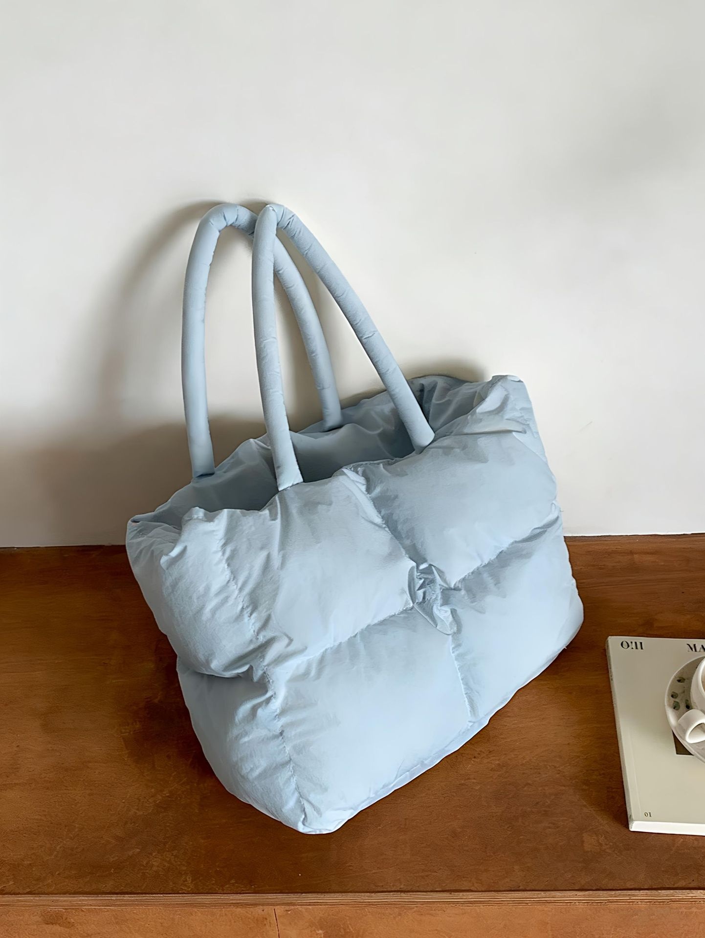 Padded Puffer Tote Bag - Soft Quilted Shoulder Bag