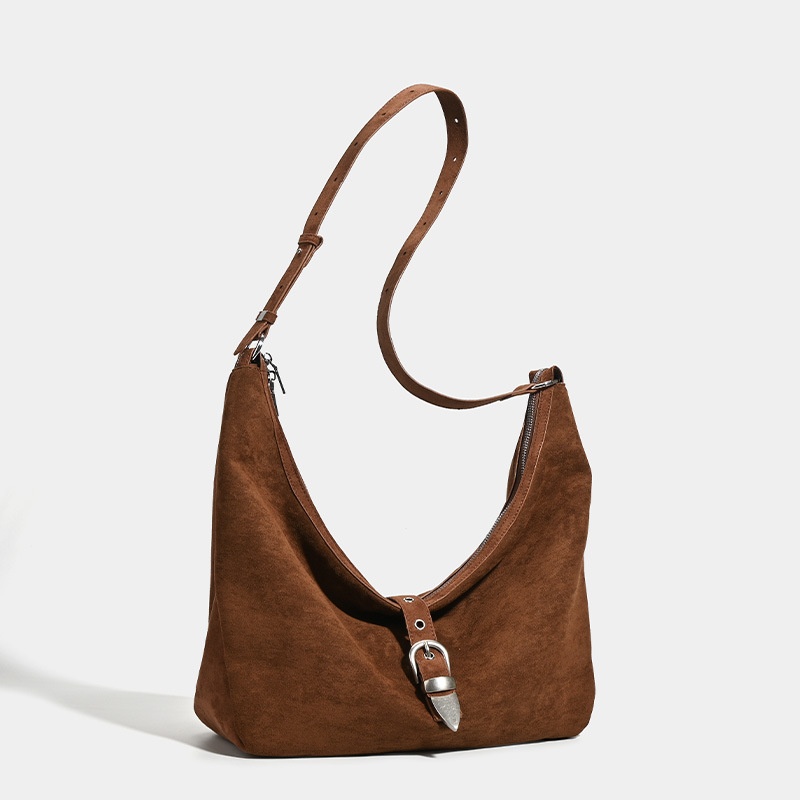 Chic Slouchy Hobo Shoulder Bag with Buckle Detail