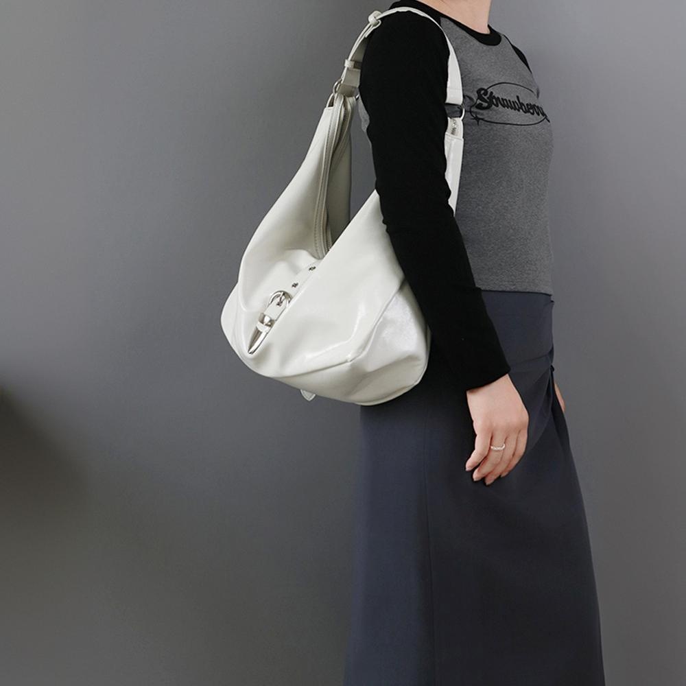 Chic Slouchy Hobo Shoulder Bag with Buckle Detail