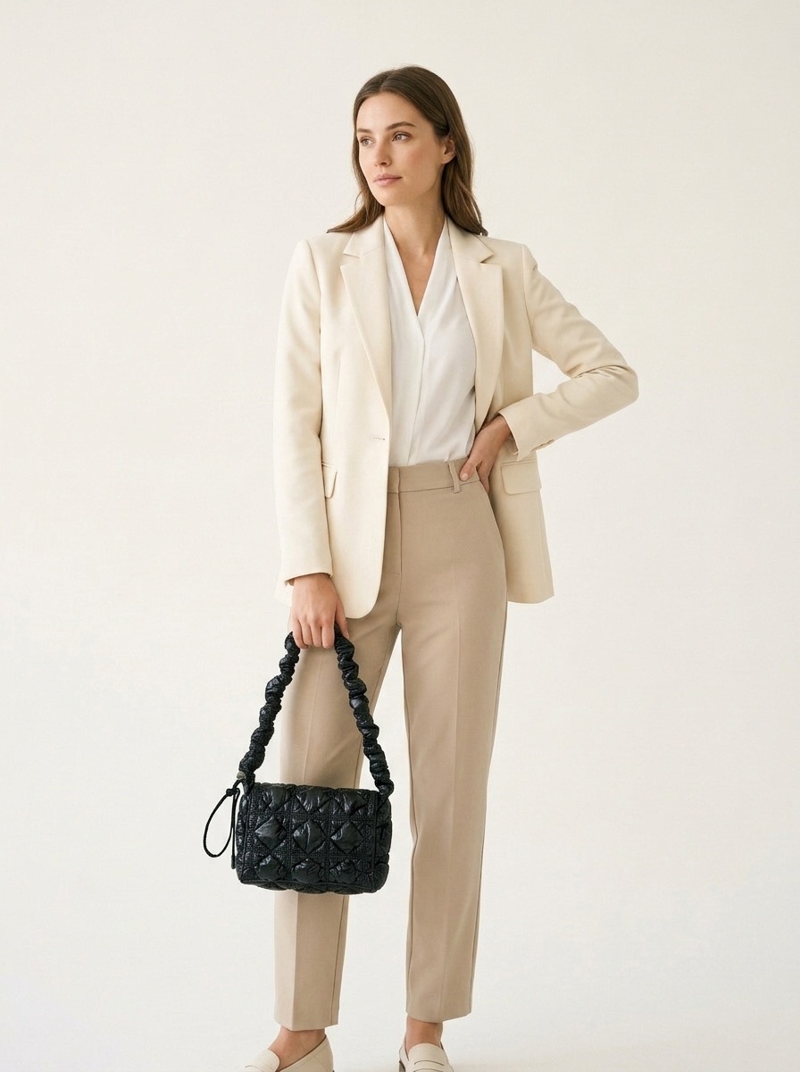 Puffy Quilted Shoulder Bag with Scrunchie Strap