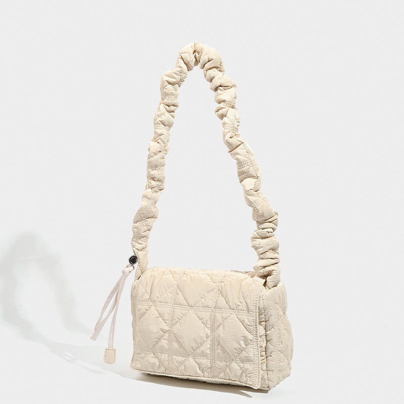 Puffy Quilted Shoulder Bag with Scrunchie Strap