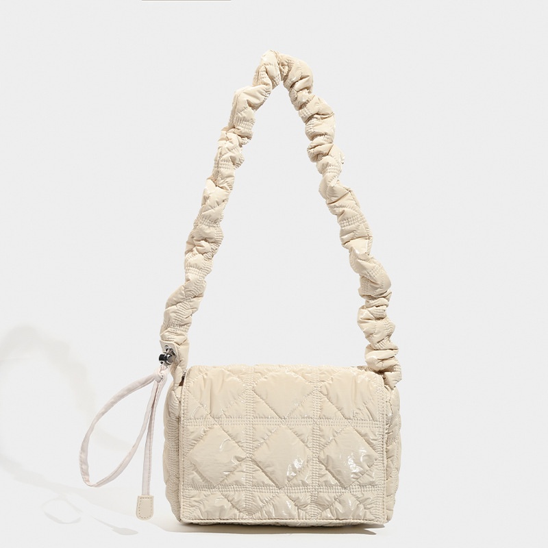 Puffy Quilted Shoulder Bag with Scrunchie Strap