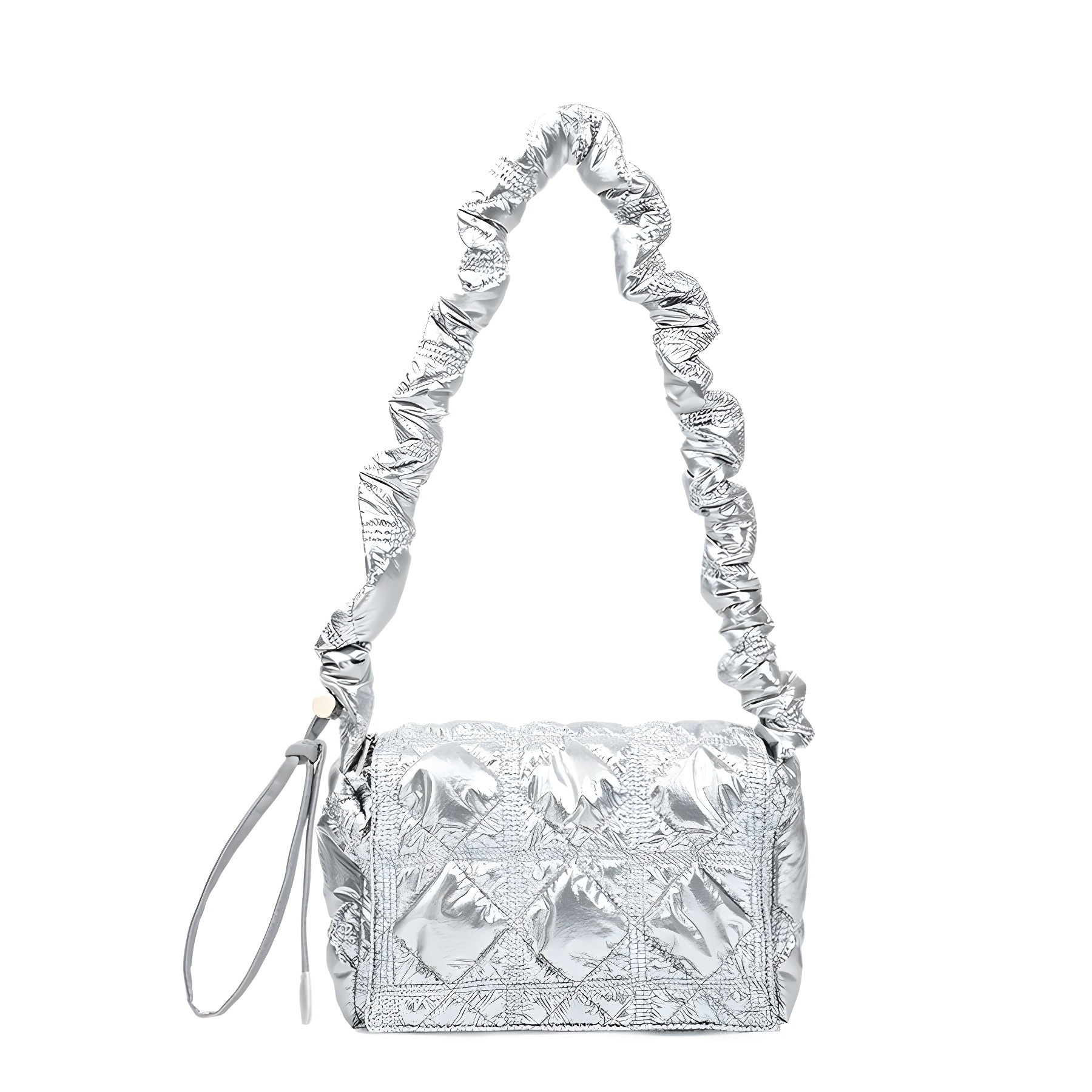 Puffy Quilted Shoulder Bag with Scrunchie Strap