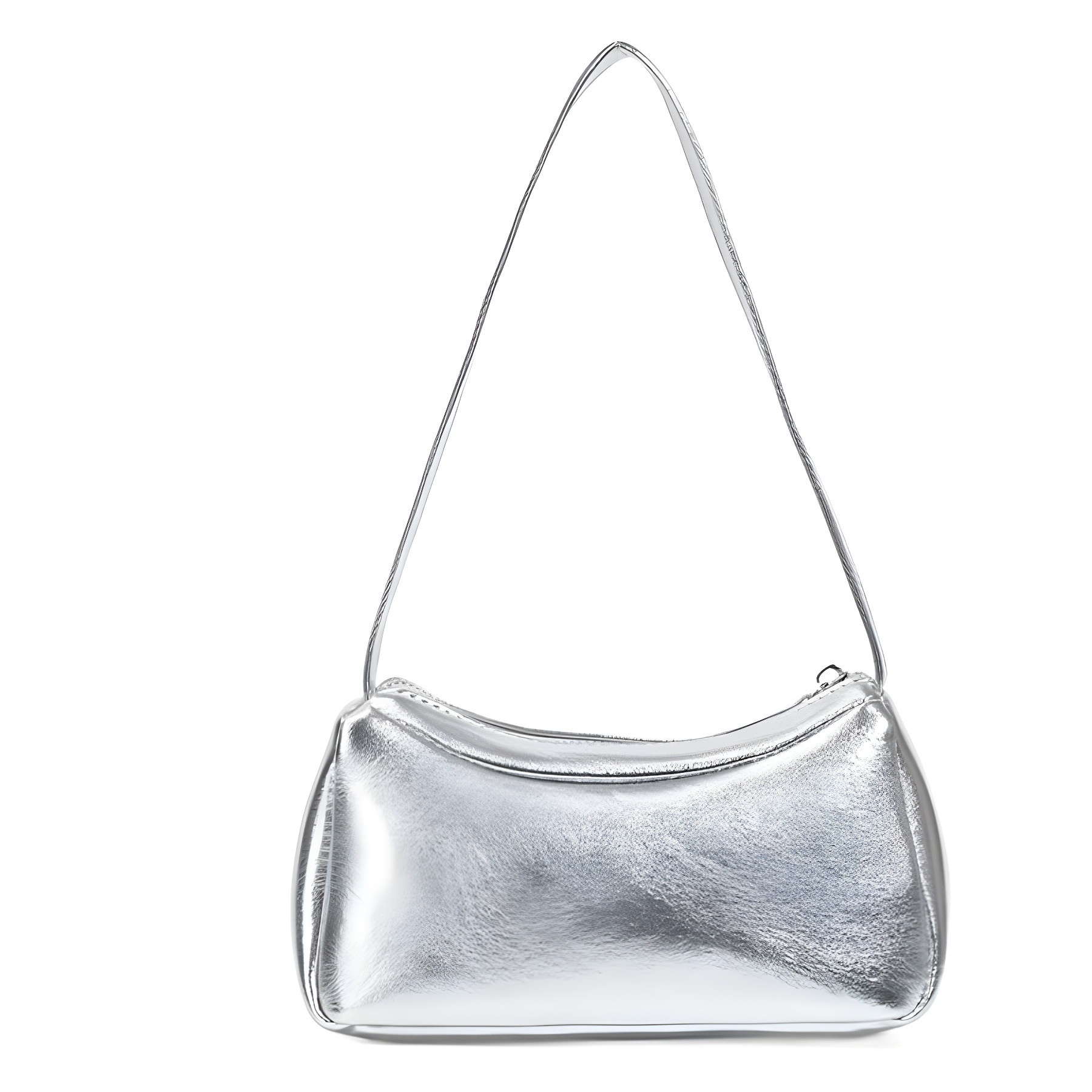 Chic Silver Metallic Shoulder Bag - Compact & Stylish
