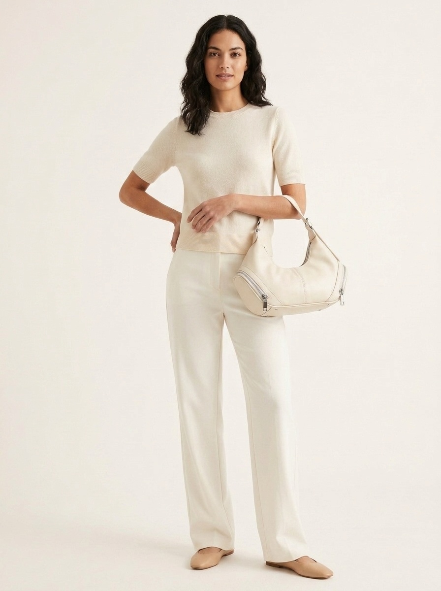 Y2K Crescent Shoulder Bag with Zipper Detail