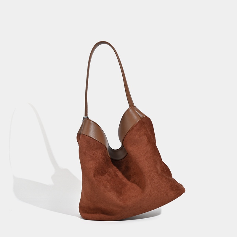 Soft Suede Hobo Shoulder Bag - Soft Tote