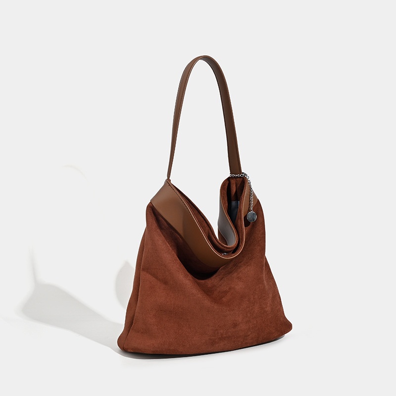 Soft Suede Hobo Shoulder Bag - Soft Tote
