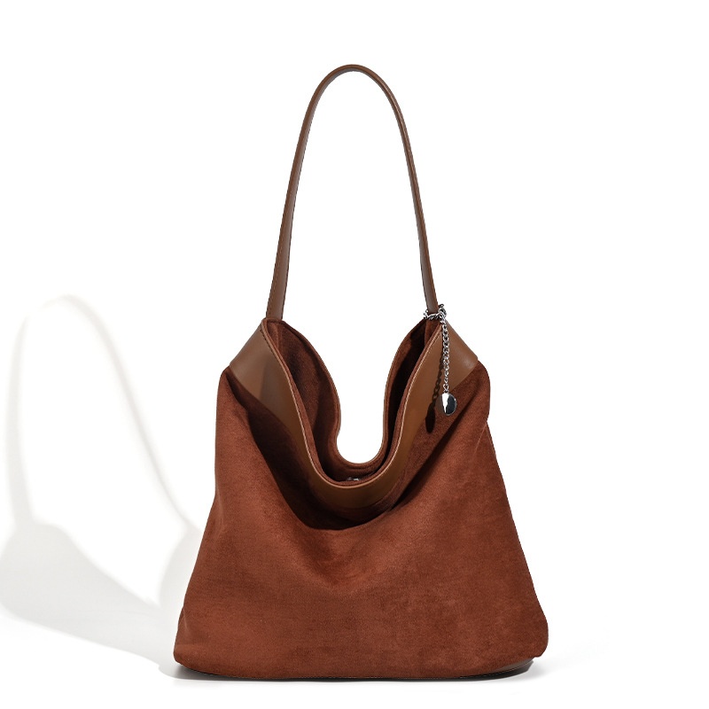 Soft Suede Hobo Shoulder Bag - Soft Tote