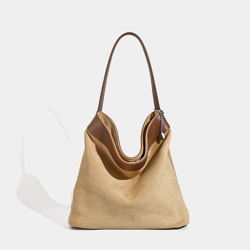 Soft Suede Hobo Shoulder Bag - Soft Tote