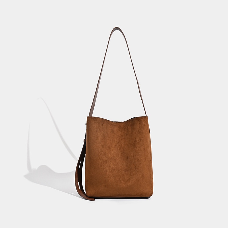 Leopard Print Suede Bucket Bag with Pouch