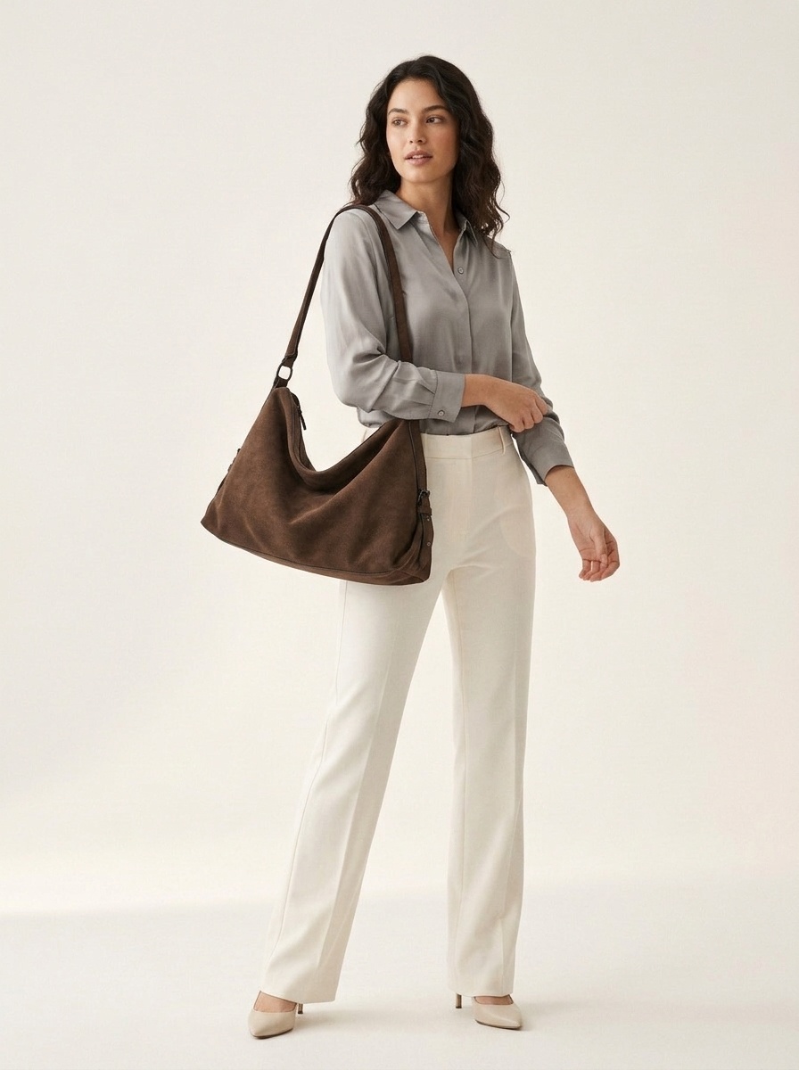Chic Suede Hobo Shoulder Bag - Everyday Style