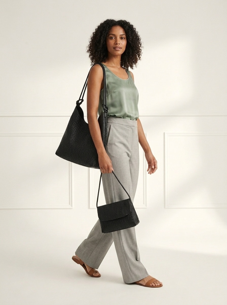 Woven Texture Tote & Crossbody Bag Set - Versatile Style