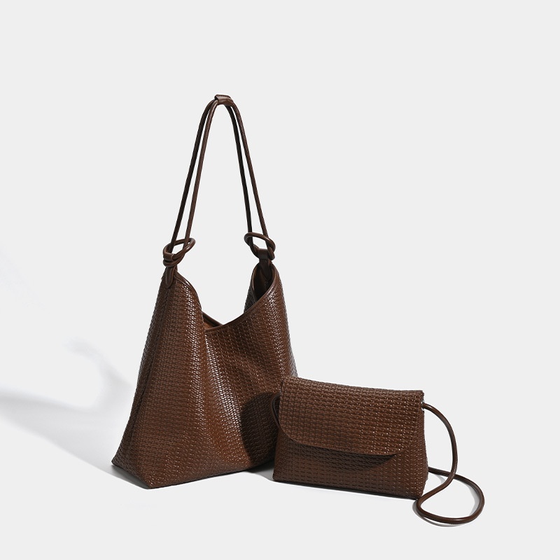 Woven Texture Tote & Crossbody Bag Set - Versatile Style