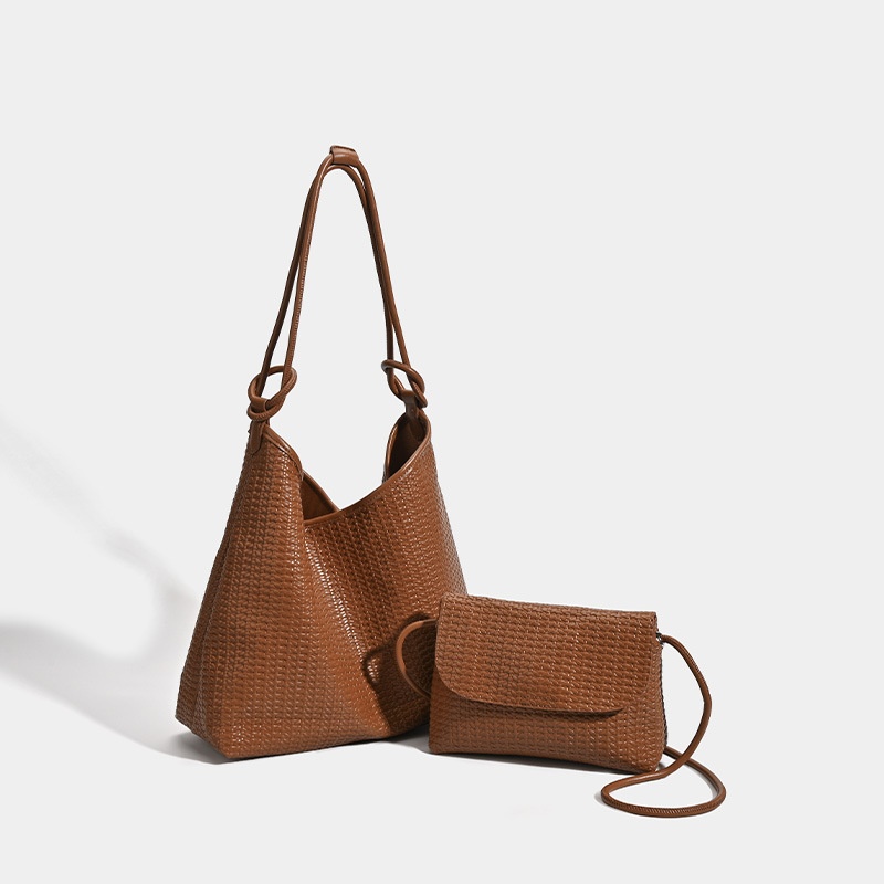 Woven Texture Tote & Crossbody Bag Set - Versatile Style