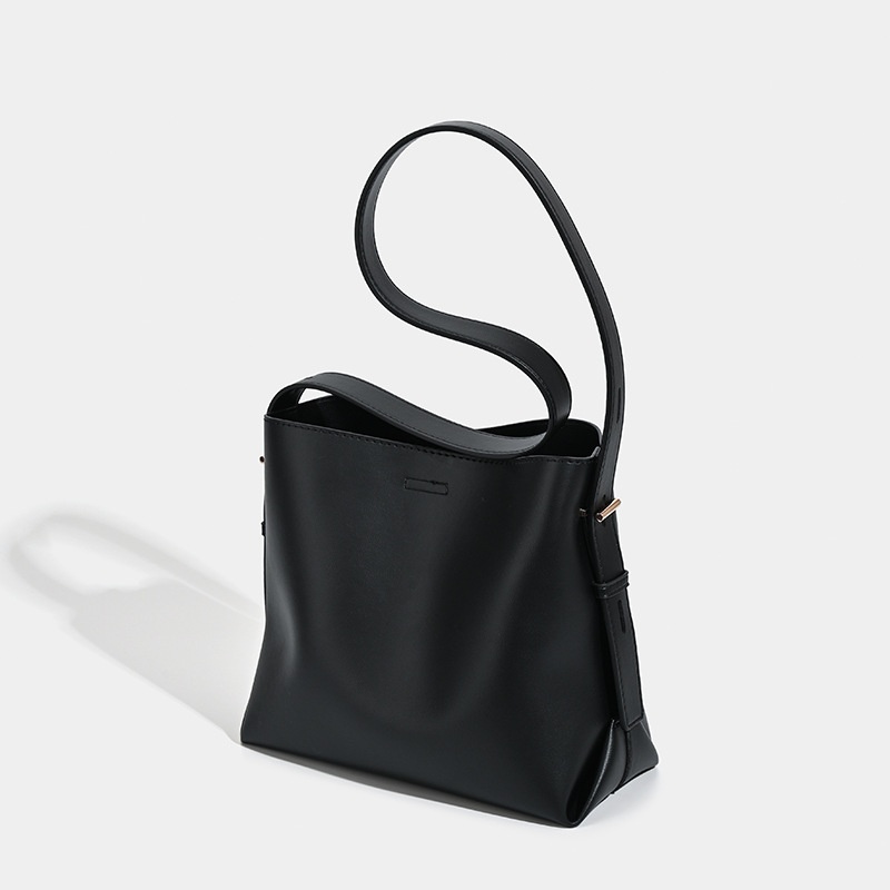 Minimalist Faux Leather Bucket Shoulder Bag