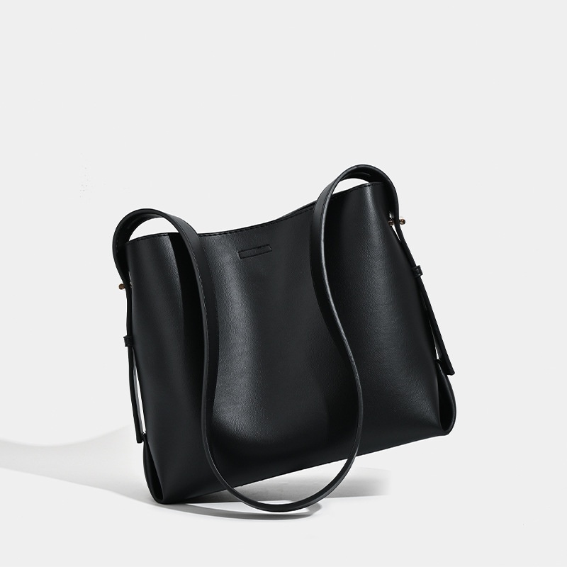 Minimalist Faux Leather Bucket Shoulder Bag