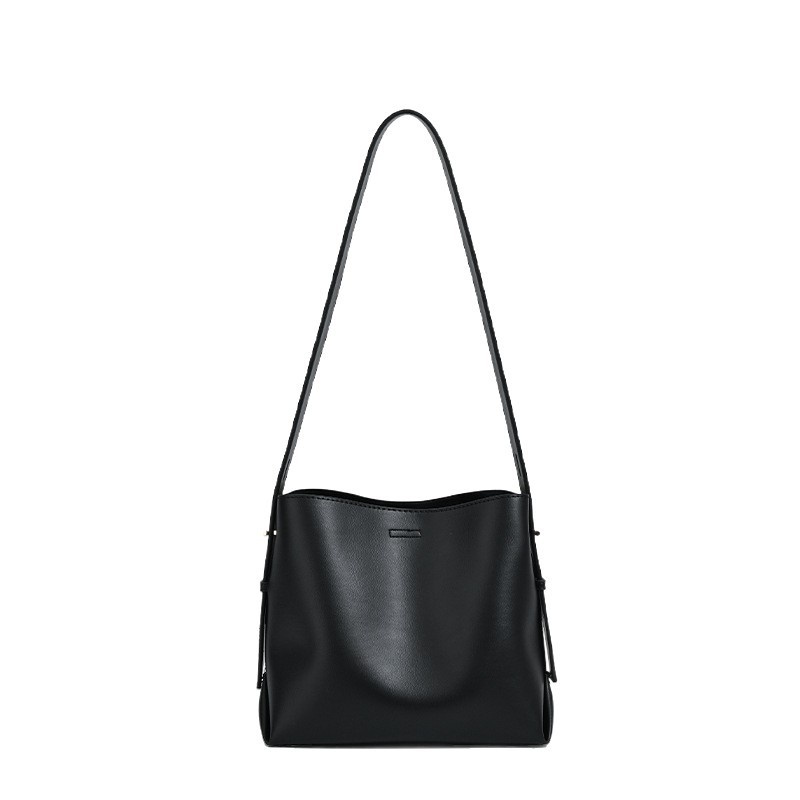 Minimalist Faux Leather Bucket Shoulder Bag