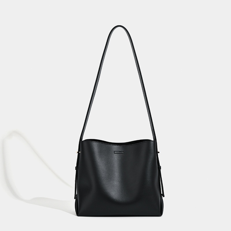 Minimalist Faux Leather Bucket Shoulder Bag