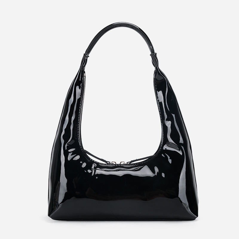 Glossy Patent Leather Hobo Shoulder Bag