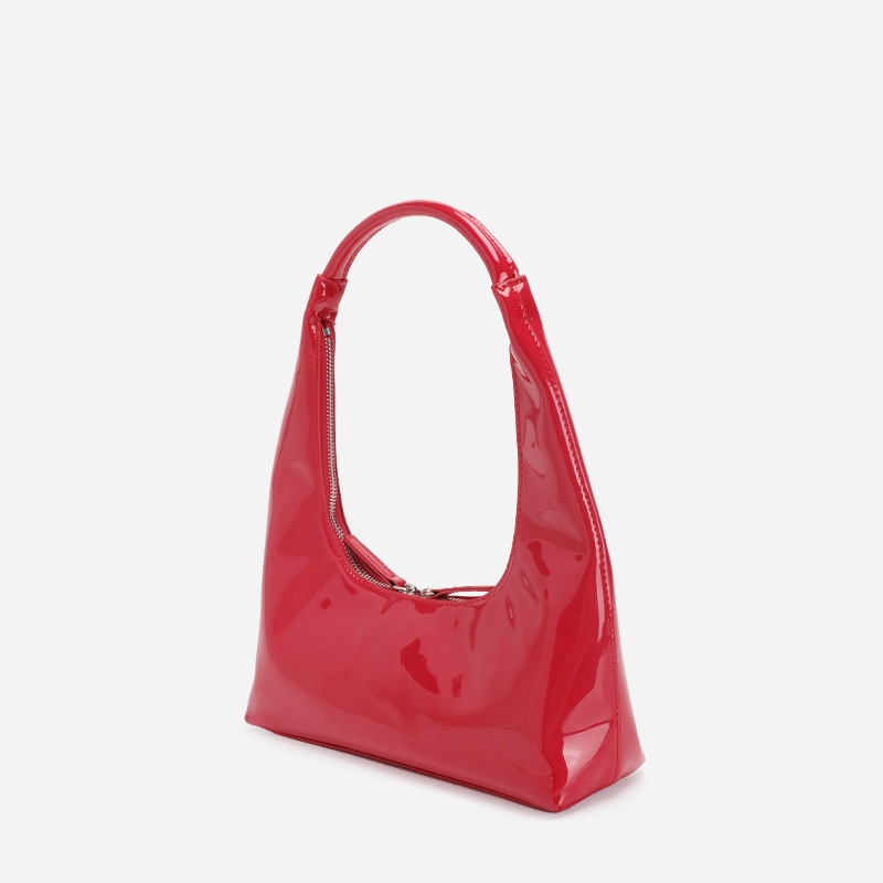 Glossy Patent Leather Hobo Shoulder Bag
