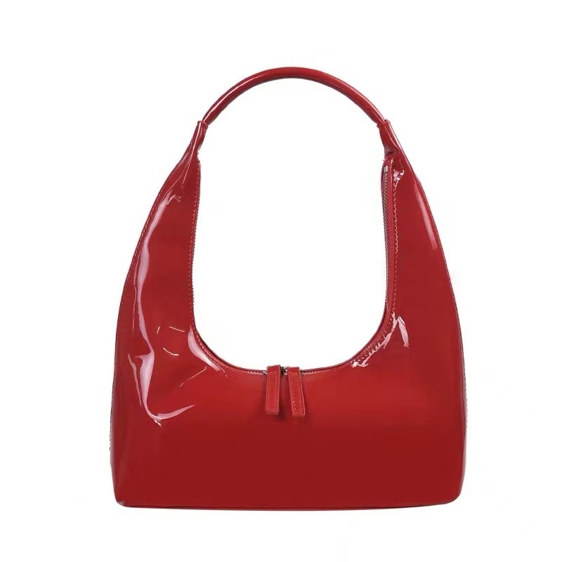 Glossy Patent Leather Hobo Shoulder Bag