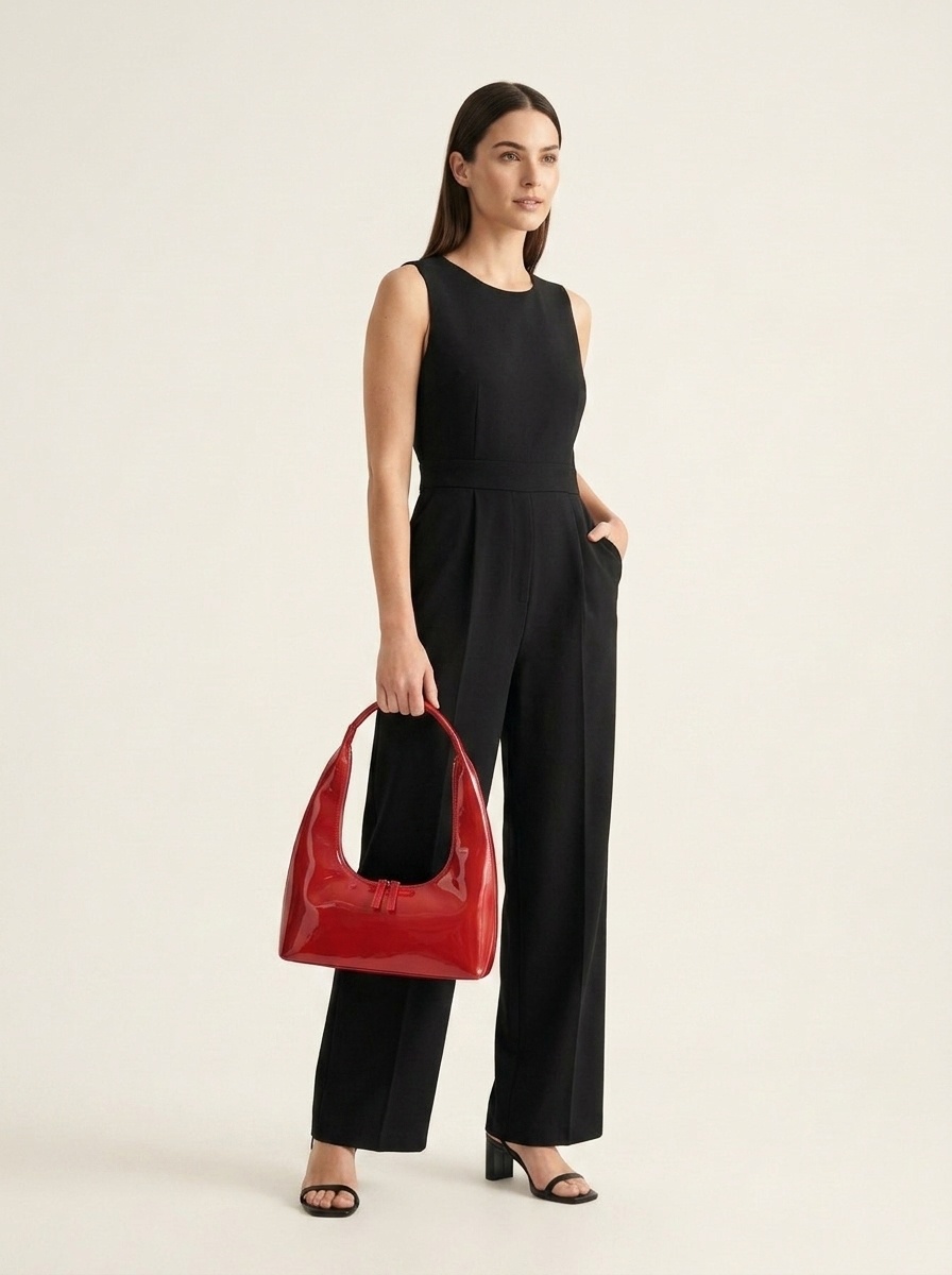 Glossy Patent Leather Hobo Shoulder Bag