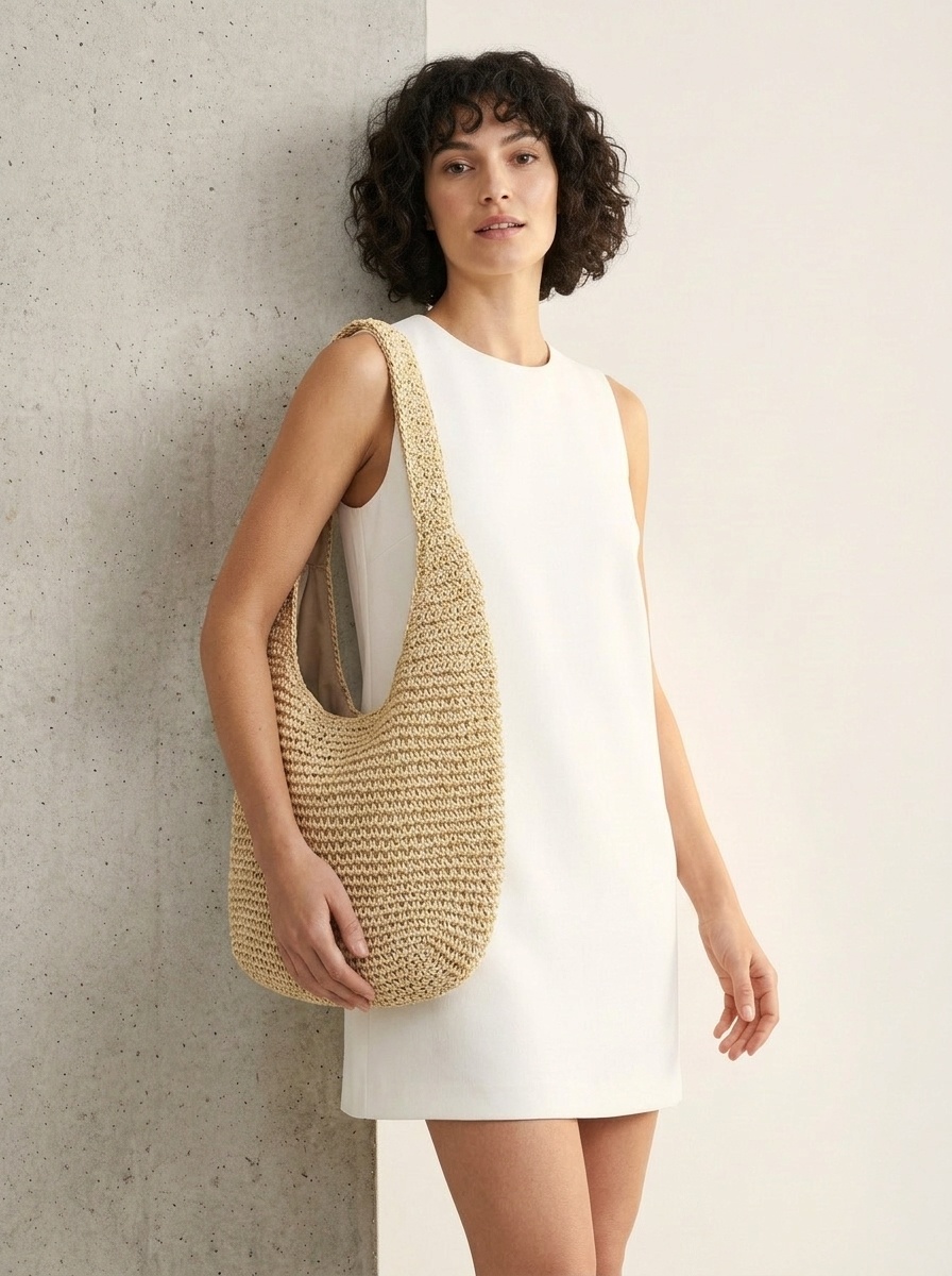 Woven Straw Hobo Tote Bag - Summer Shoulder Purse