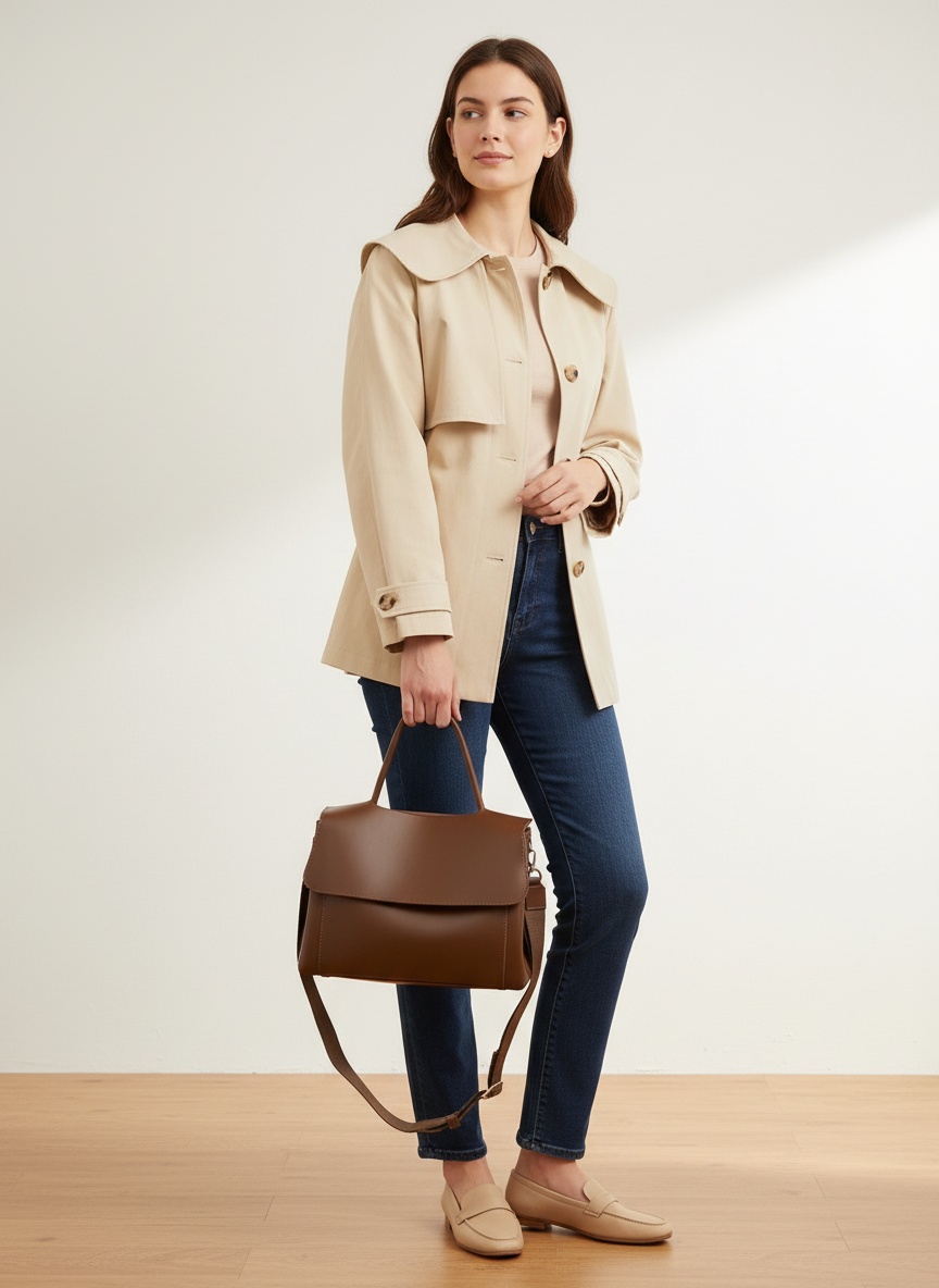 Chic Flap Shoulder Bag - Faux Leather Tote