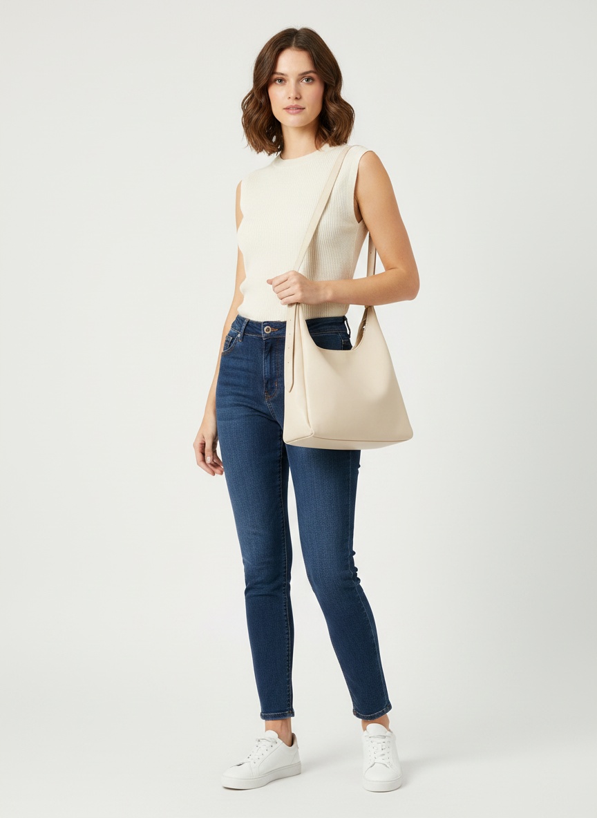 Chic Slouchy Faux Leather Shoulder Bag - Everyday Hobo