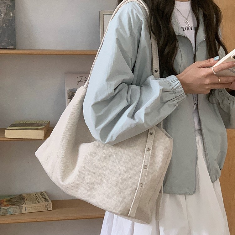 Cream Canvas Hobo Shoulder Bag - Everyday Chic Tote