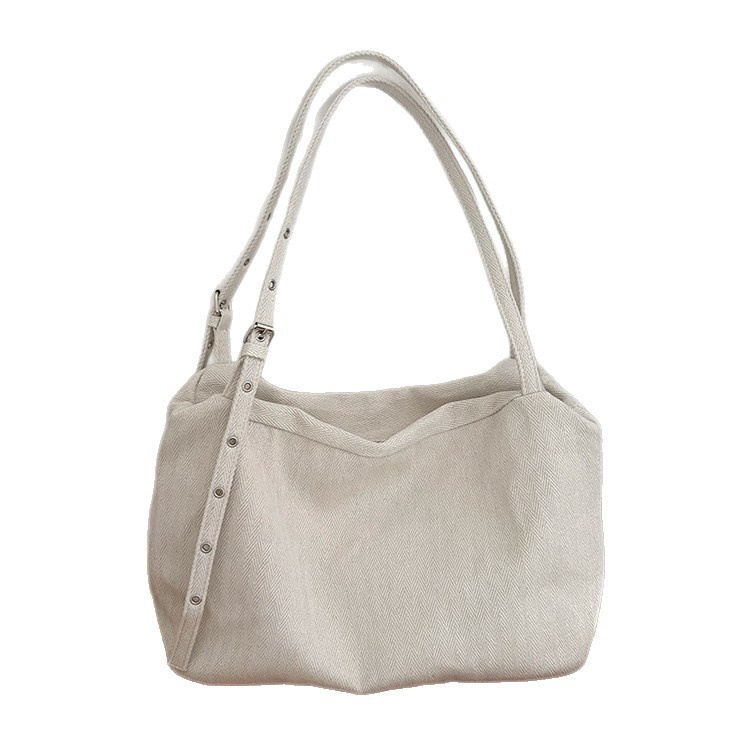Cream Canvas Hobo Shoulder Bag - Everyday Chic Tote